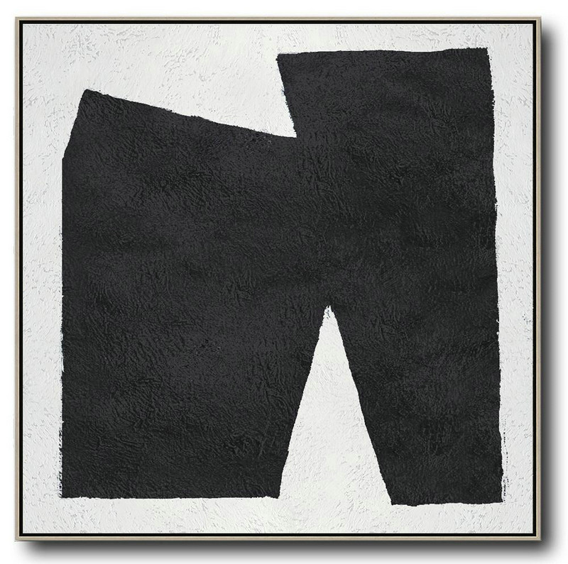 Large Modern Abstract Painting,Oversized Minimal Black And White Painting - Huge Canvas Art On Canvas